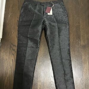 Sophisticated Black Patterned Men's Dress Pants
